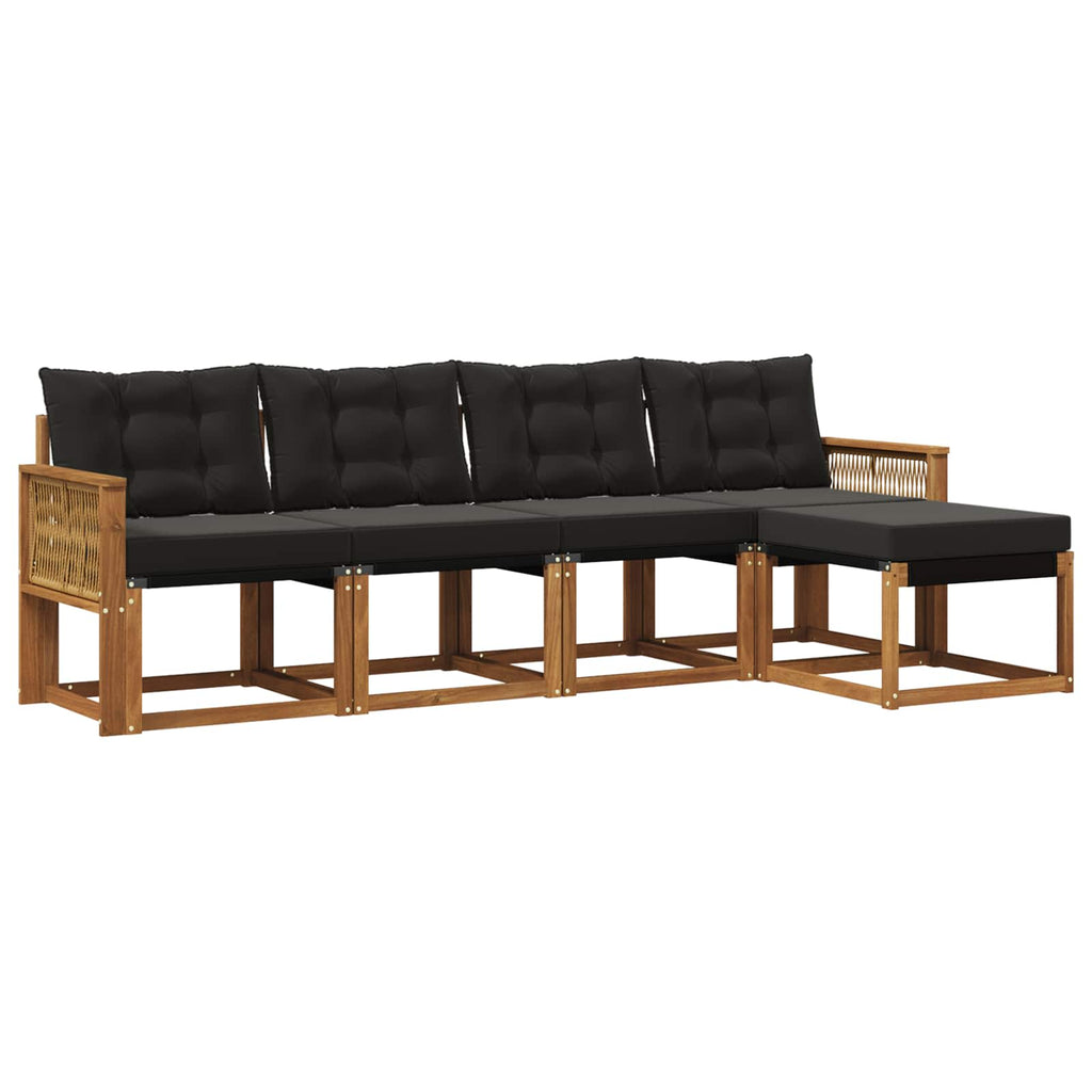 Outdoor-Sofagarnitur mit Kissen 5 pcs Natürlich und Schwarz