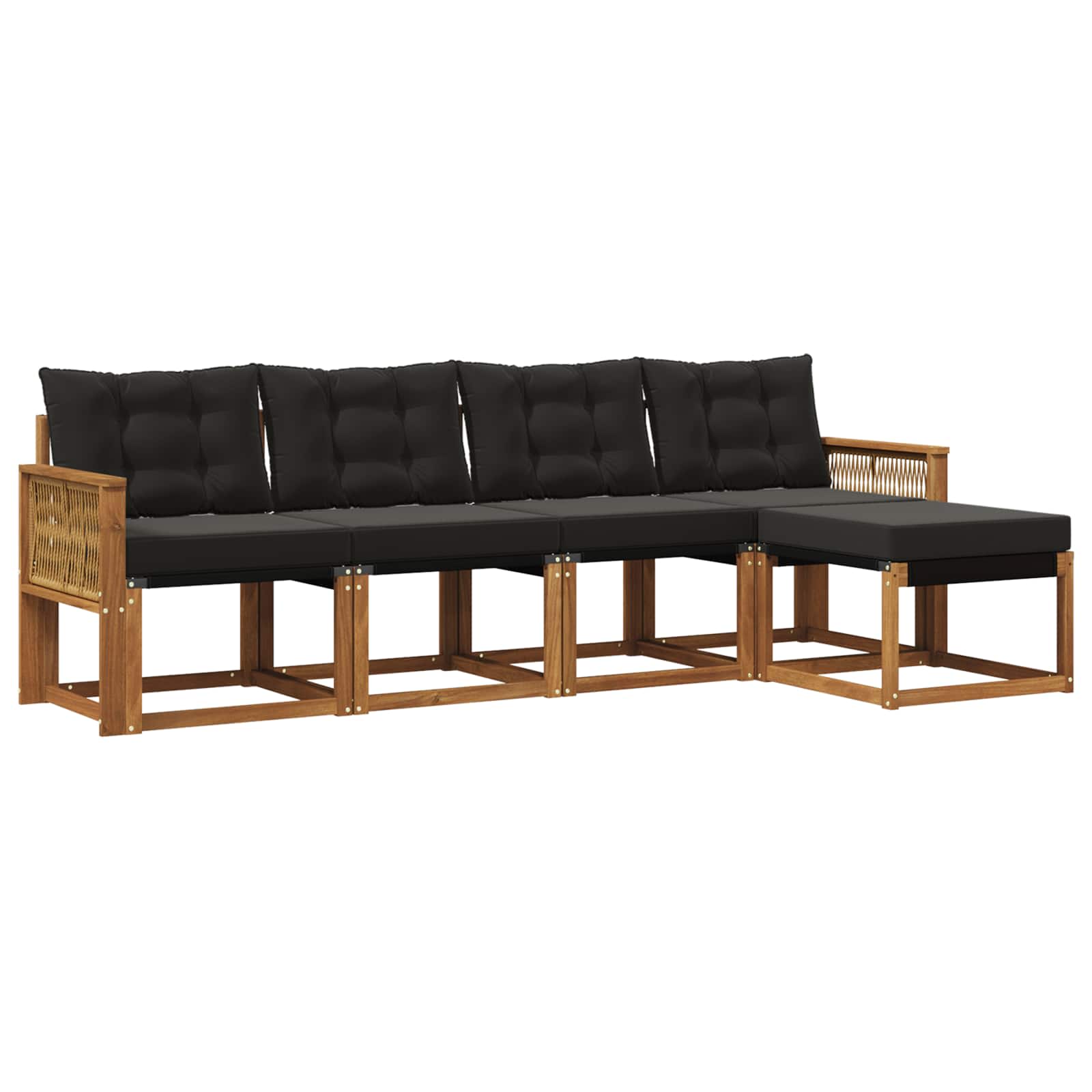 Outdoor-Sofagarnitur mit Kissen 5 pcs Natürlich und Schwarz
