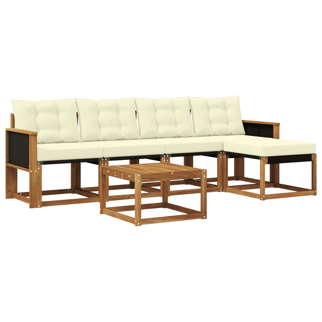 Outdoor-Sofagarnitur mit Kissen 6 pcs Natur und Creme