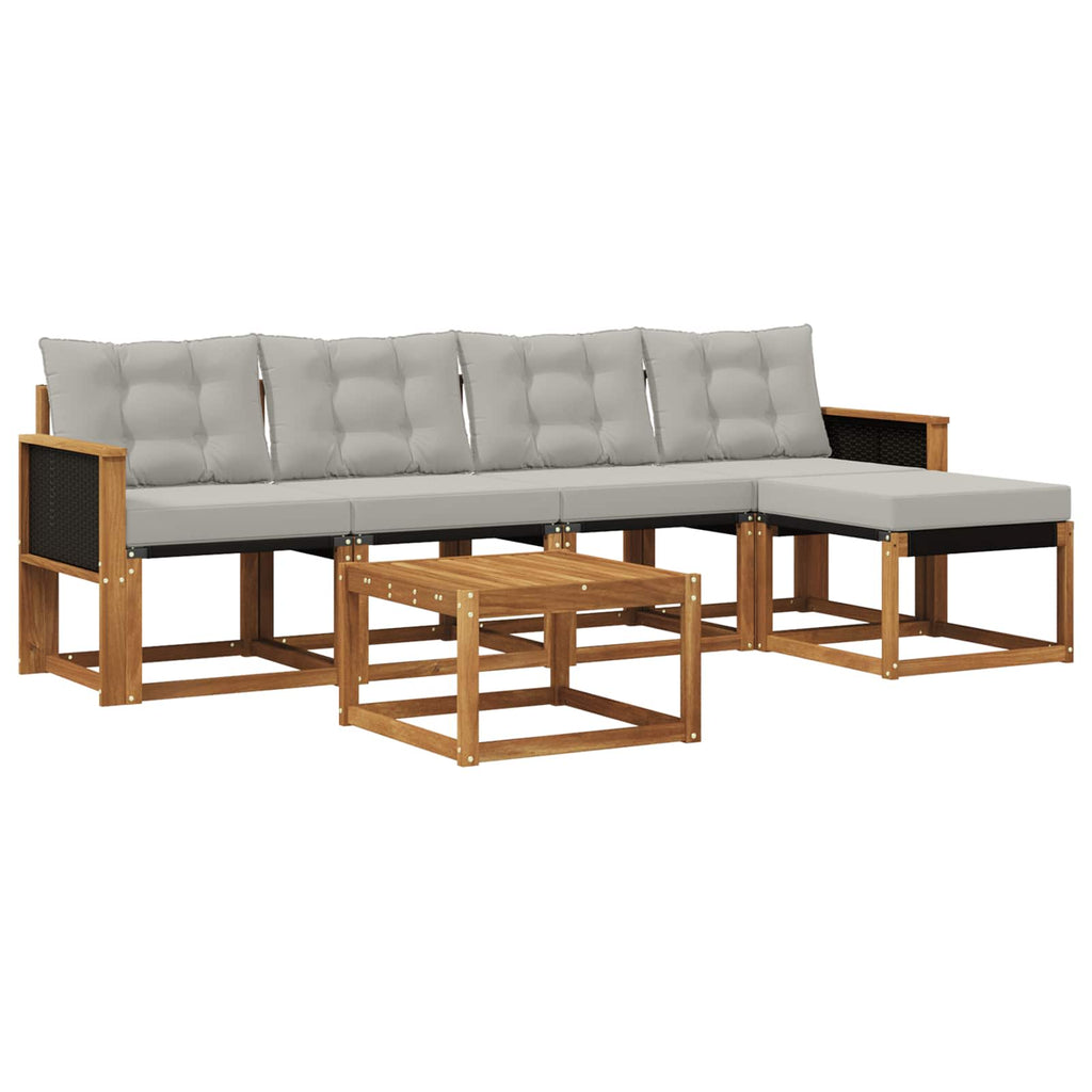 Outdoor-Sofagarnitur mit Kissen 6 pcs Natürlich und Hellgrau