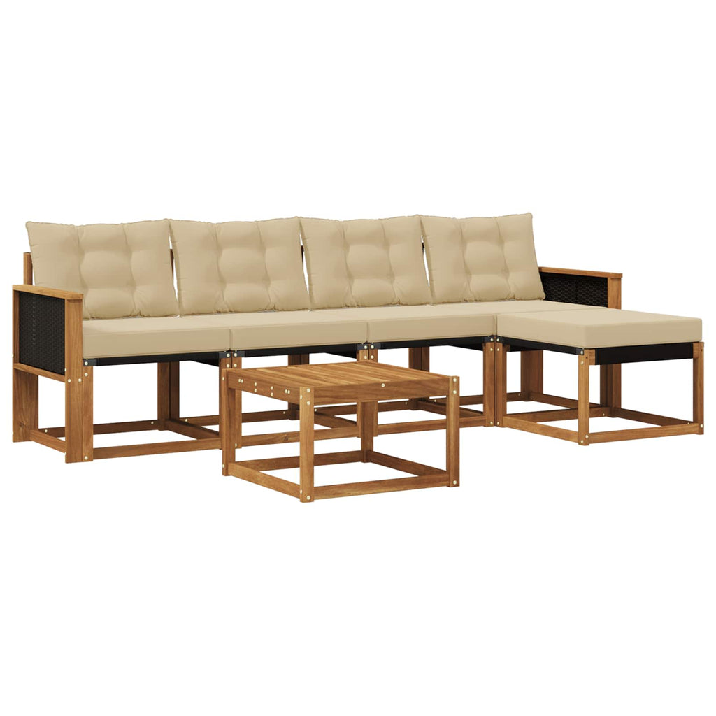 Outdoor-Sofagarnitur mit Kissen 6 pcs Natur und Beige