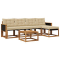 Outdoor-Sofagarnitur mit Kissen 6 pcs Natur und Beige