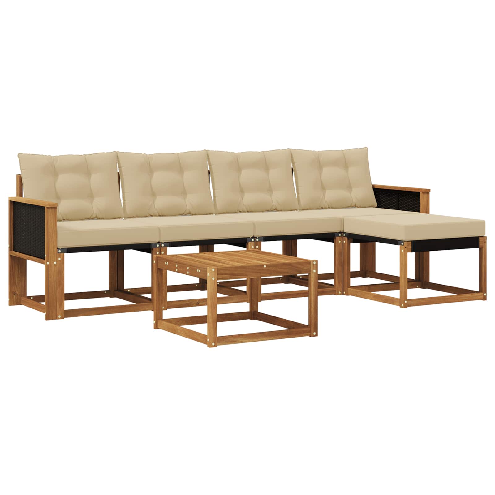 Outdoor-Sofagarnitur mit Kissen 6 pcs Natur und Beige