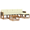 Outdoor-Sofagarnitur mit Kissen 6 pcs Natur und Creme