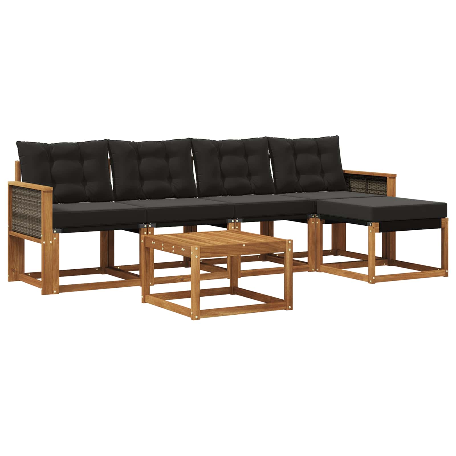 Outdoor-Sofagarnitur mit Kissen 6 pcs Natürlich und Schwarz