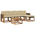 Outdoor-Sofagarnitur mit Kissen 6 pcs Natur und Beige