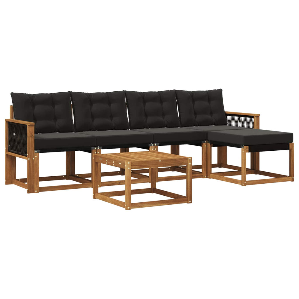 Outdoor-Sofagarnitur mit Kissen 6 pcs Natürlich und Schwarz
