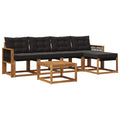 Outdoor-Sofagarnitur mit Kissen 6 pcs Natürlich und Schwarz