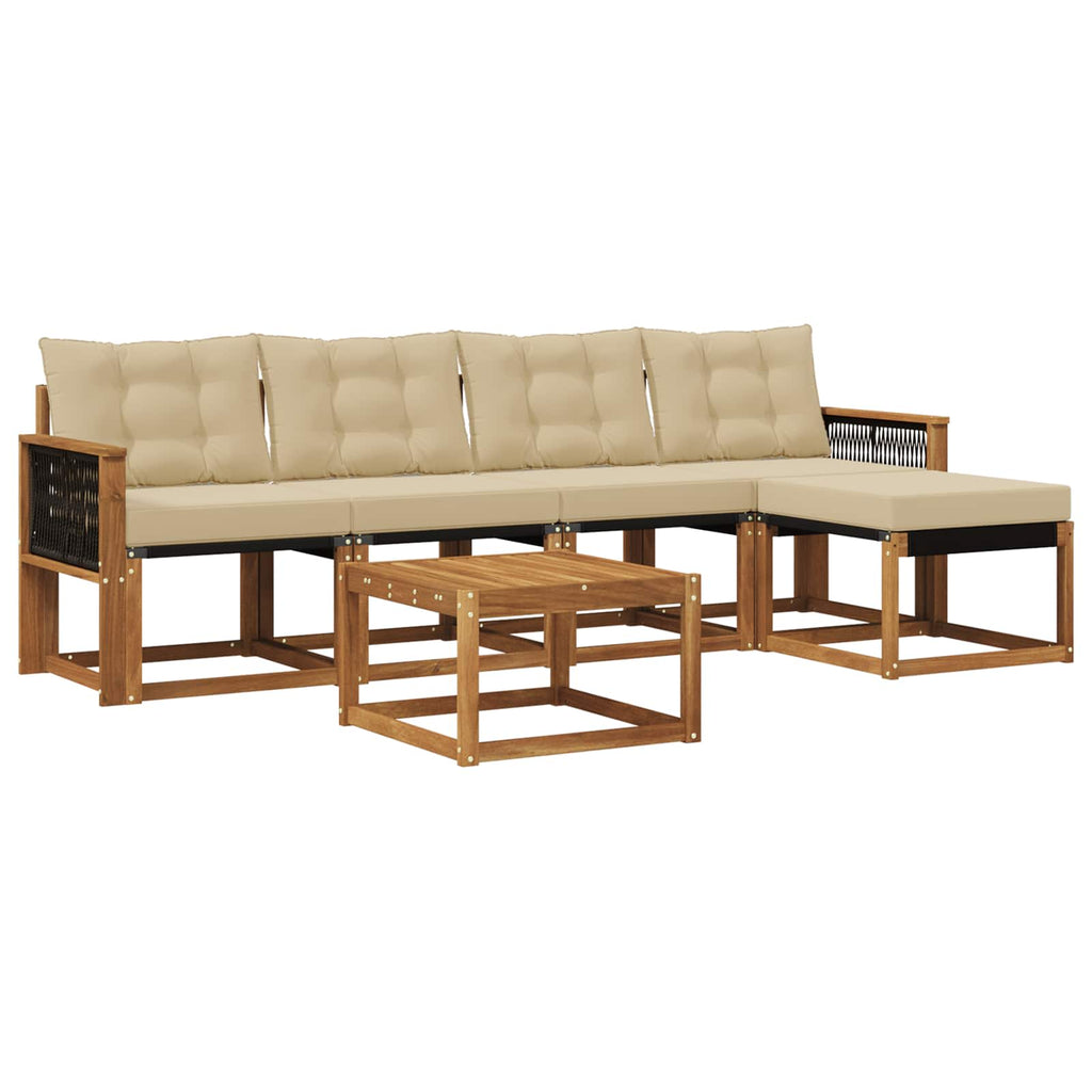 Outdoor-Sofagarnitur mit Kissen 6 pcs Natur und Beige