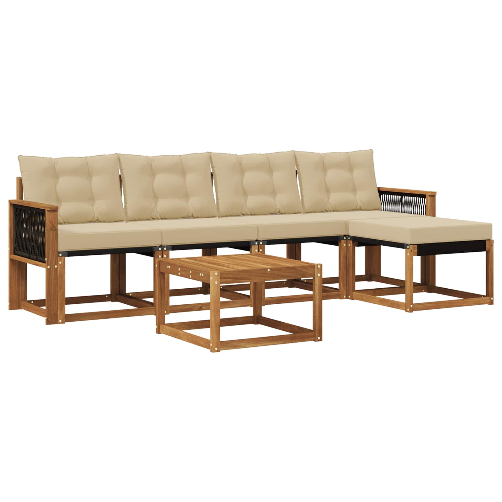 Outdoor-Sofagarnitur mit Kissen 6 pcs Natur und Beige