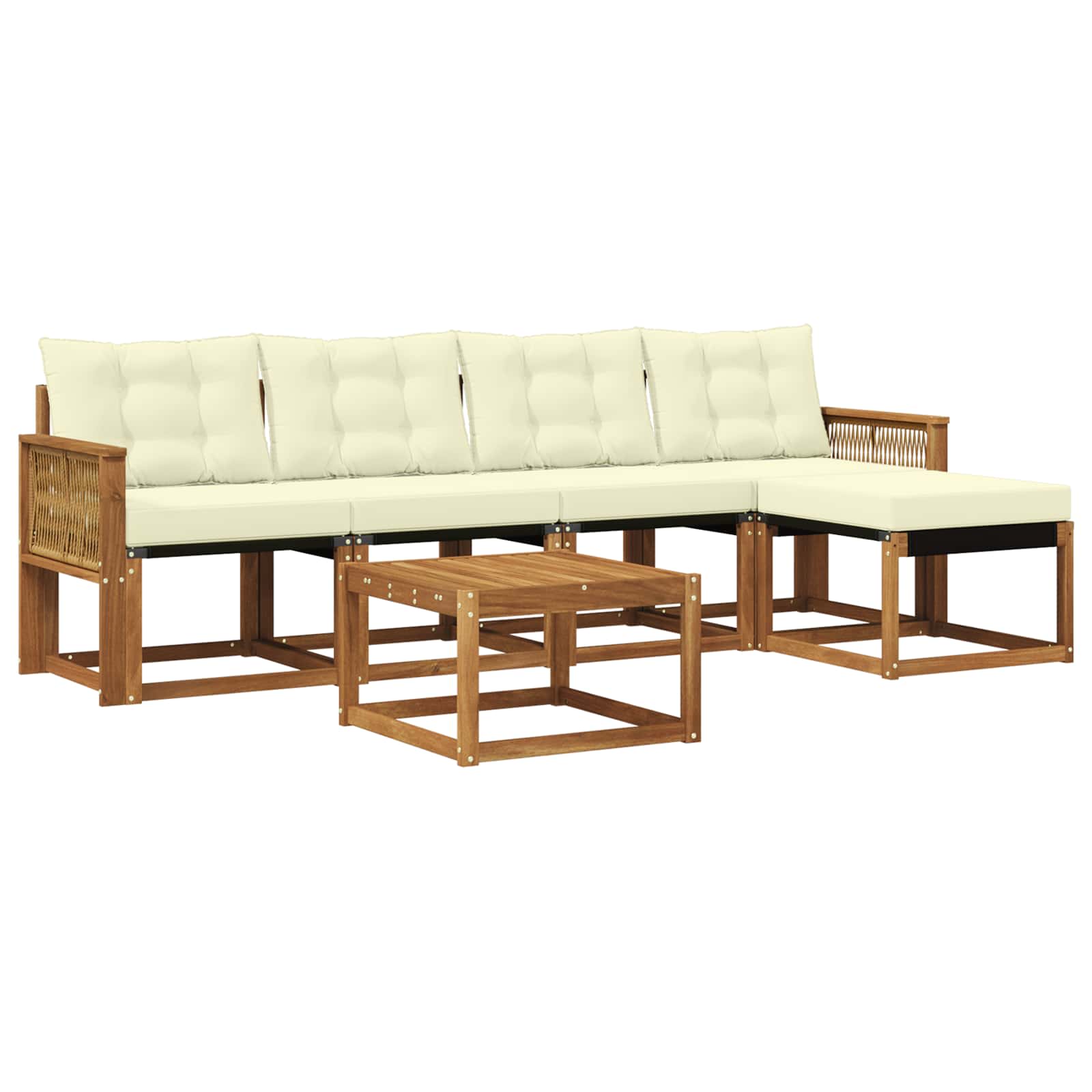 Outdoor-Sofagarnitur mit Kissen 6 pcs Natur und Creme