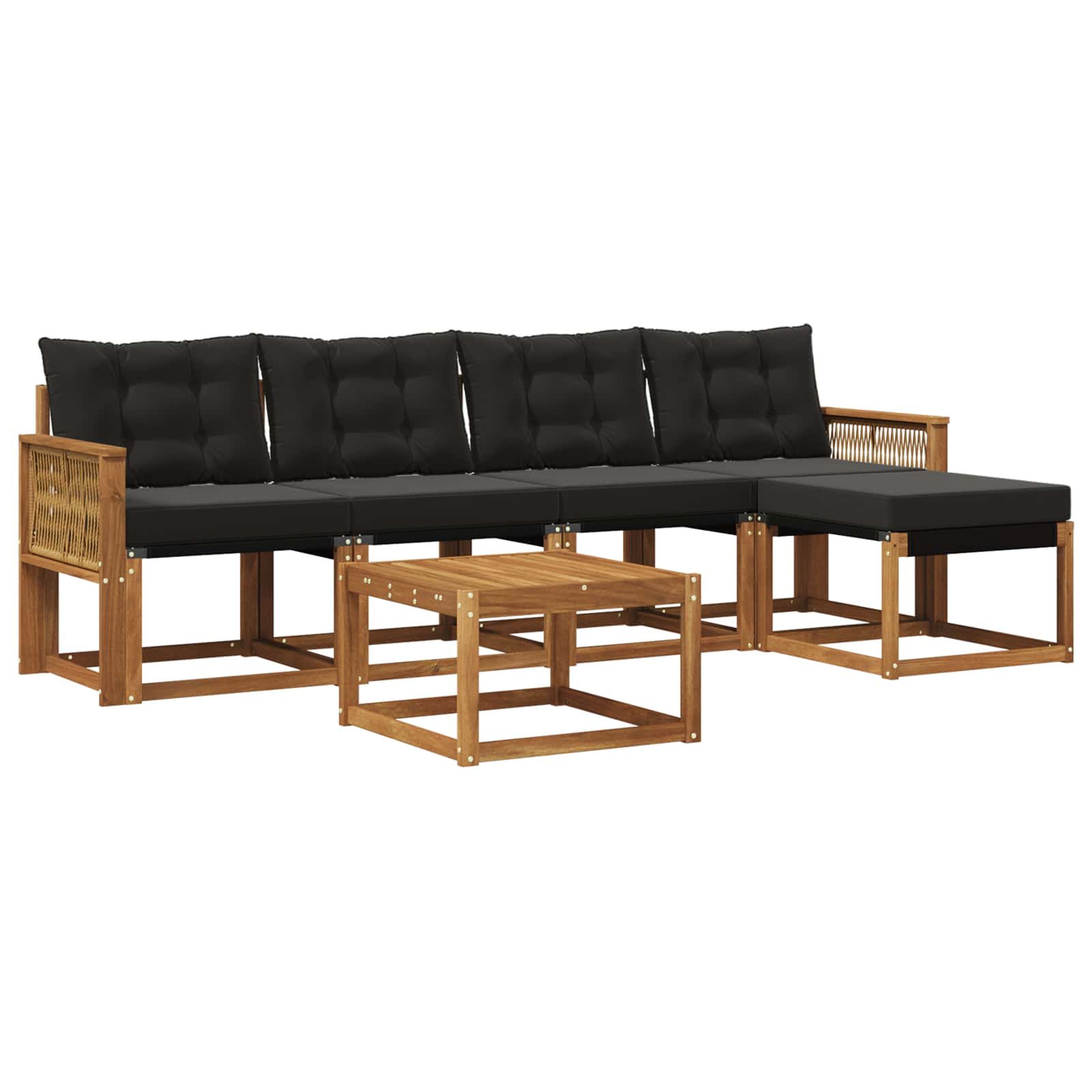 Outdoor-Sofagarnitur mit Kissen 6 pcs Natürlich und Schwarz