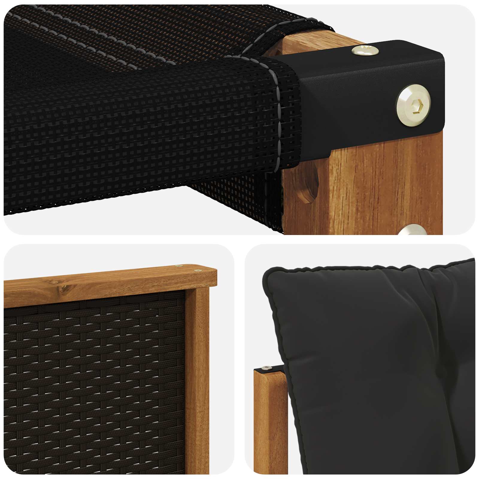 Outdoor-Sofagarnitur mit Kissen 4 pcs Natürlich und Schwarz
