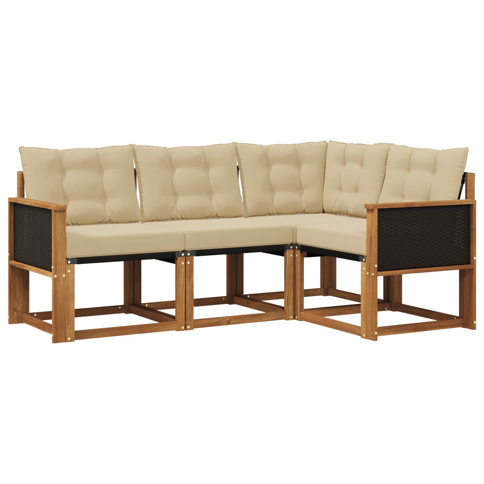 Outdoor-Sofagarnitur mit Kissen 4 pcs Natur und Beige
