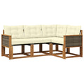 Outdoor-Sofagarnitur mit Kissen 4 pcs Natur und Creme