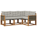 Outdoor-Sofagarnitur mit Kissen 4 pcs Natürlich und Hellgrau