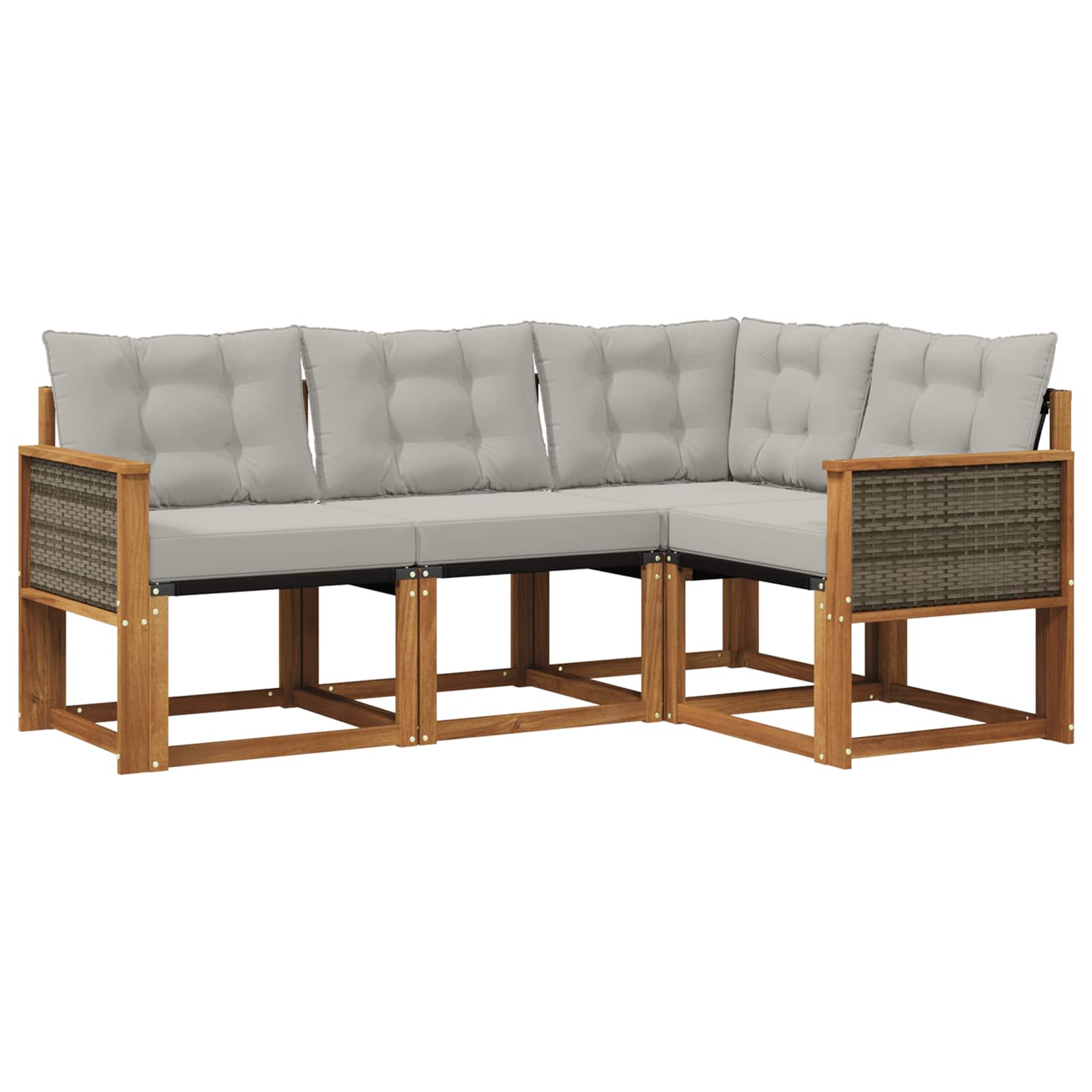 Outdoor-Sofagarnitur mit Kissen 4 pcs Natürlich und Hellgrau