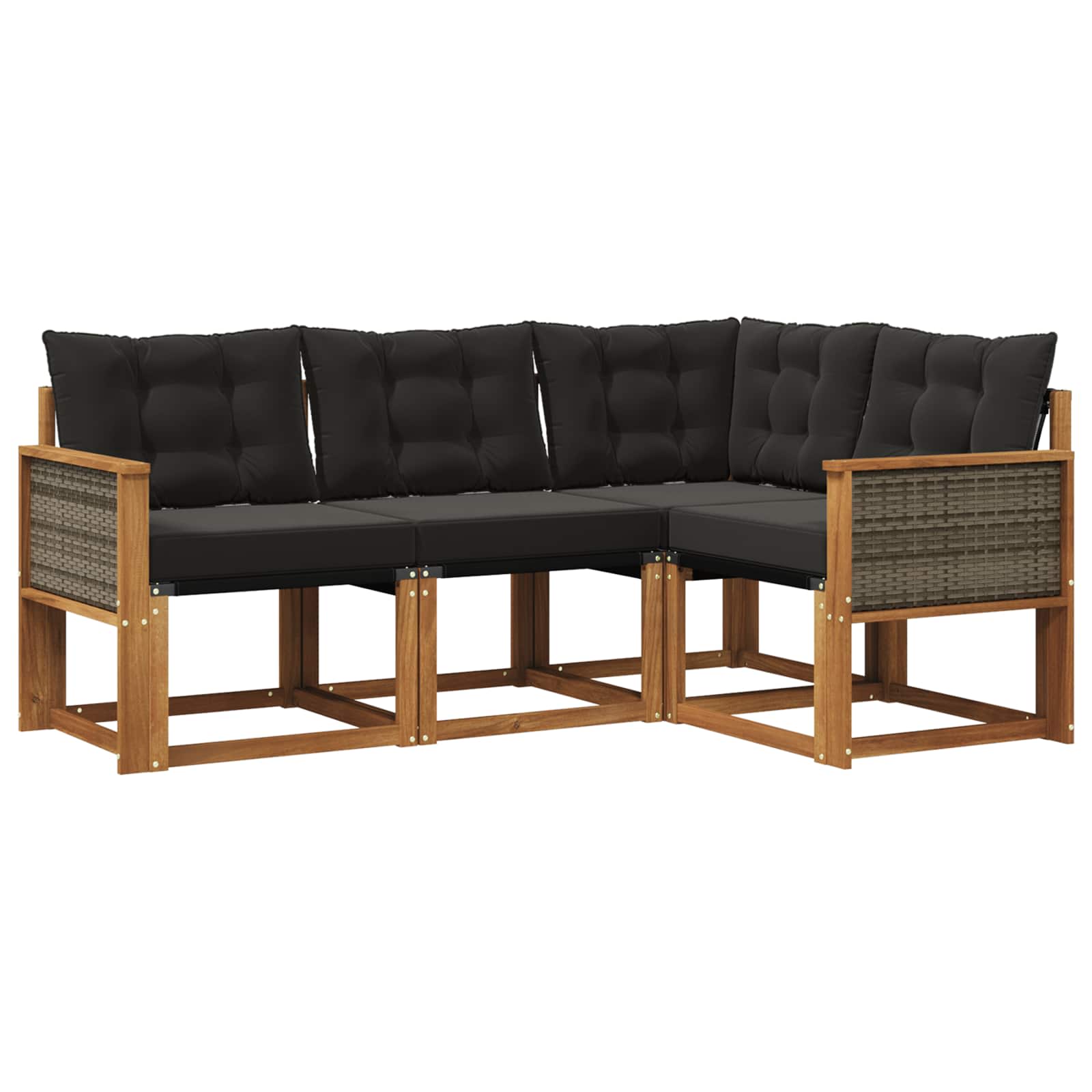 Outdoor-Sofagarnitur mit Kissen 4 pcs Natürlich und Schwarz