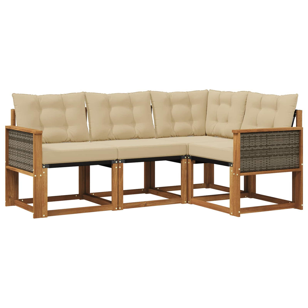 Outdoor-Sofagarnitur mit Kissen 4 pcs Natur und Beige