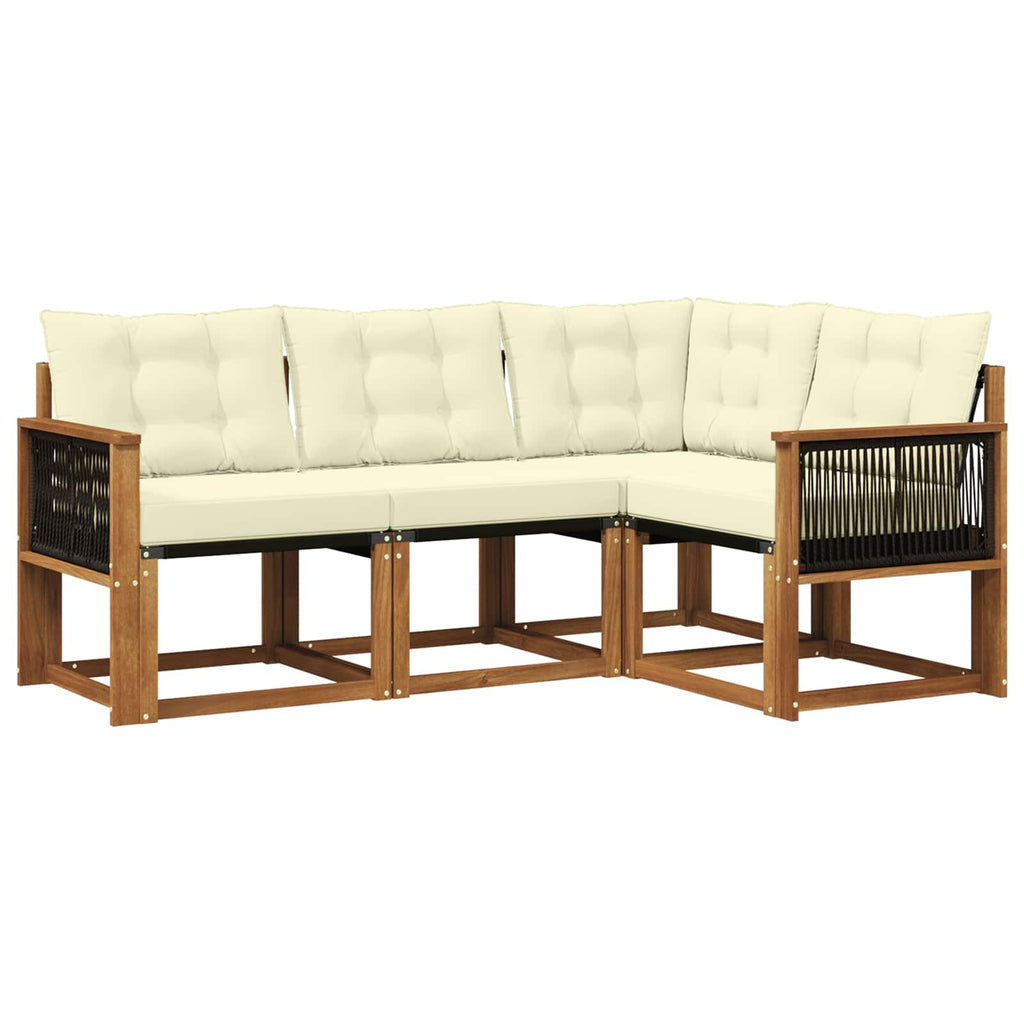 Outdoor-Sofagarnitur mit Kissen 4 pcs Natur und Creme