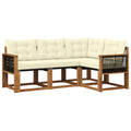 Outdoor-Sofagarnitur mit Kissen 4 pcs Natur und Creme