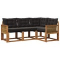 Outdoor-Sofagarnitur mit Kissen 4 pcs Natürlich und Schwarz