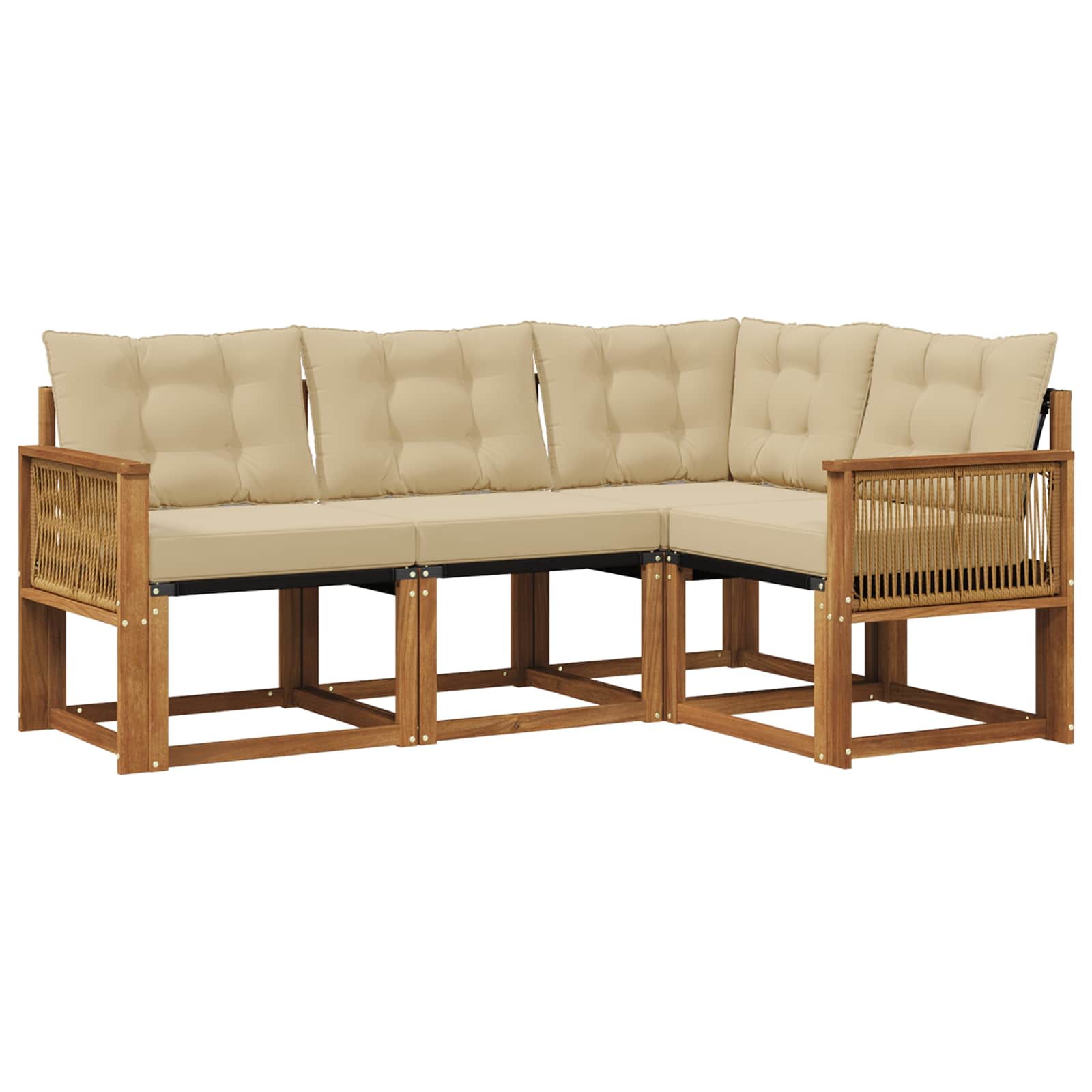 Outdoor-Sofagarnitur mit Kissen 4 pcs Natur und Beige