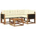 Outdoor-Sofagarnitur mit Kissen 5 pcs Natur und Creme