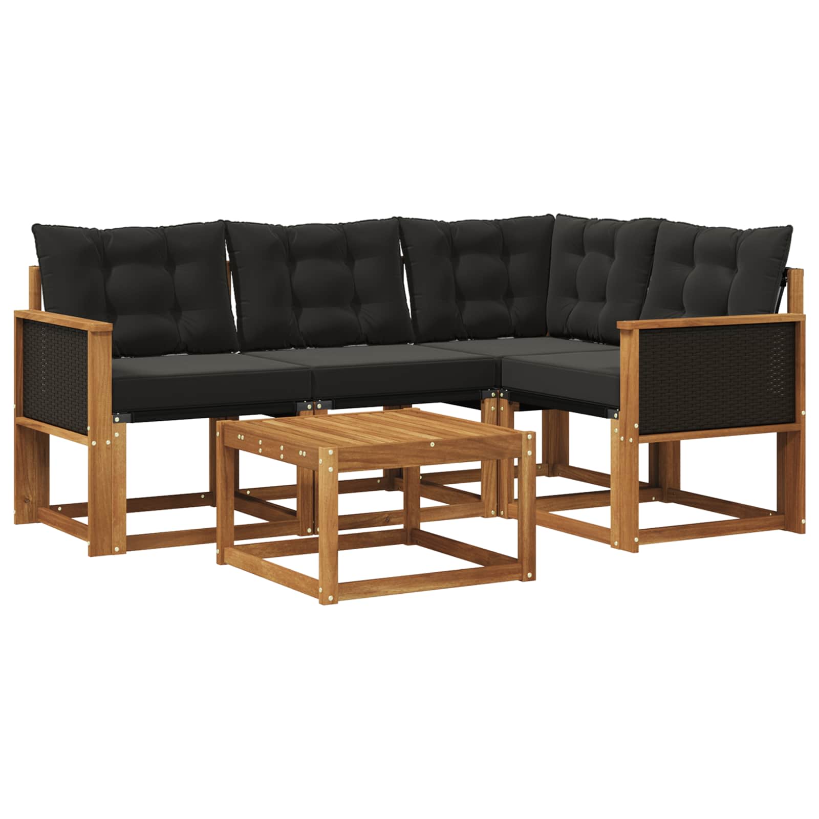 Outdoor-Sofagarnitur mit Kissen 5 pcs Natürlich und Schwarz