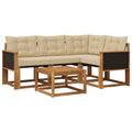 Outdoor-Sofagarnitur mit Kissen 5 pcs Natur und Beige