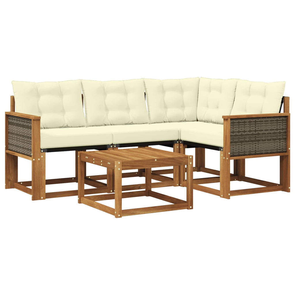 Outdoor-Sofagarnitur mit Kissen 5 pcs Natur und Creme