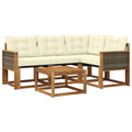 Outdoor-Sofagarnitur mit Kissen 5 pcs Natur und Creme