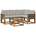 Outdoor-Sofagarnitur mit Kissen 5 pcs Natürlich und Hellgrau