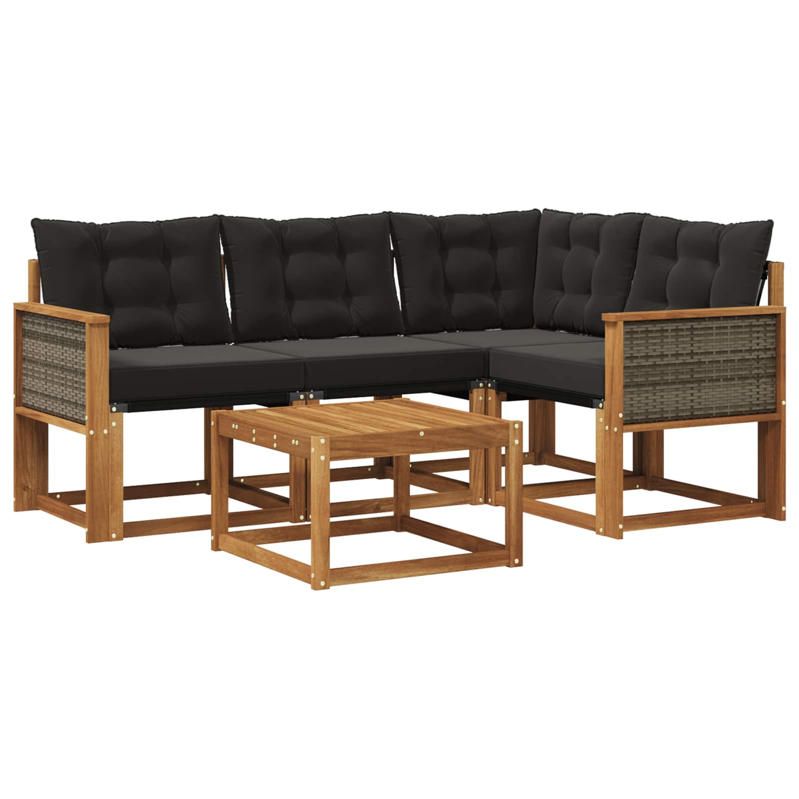 Outdoor-Sofagarnitur mit Kissen 5 pcs Natürlich und Schwarz