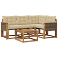 Outdoor-Sofagarnitur mit Kissen 5 pcs Natur und Beige