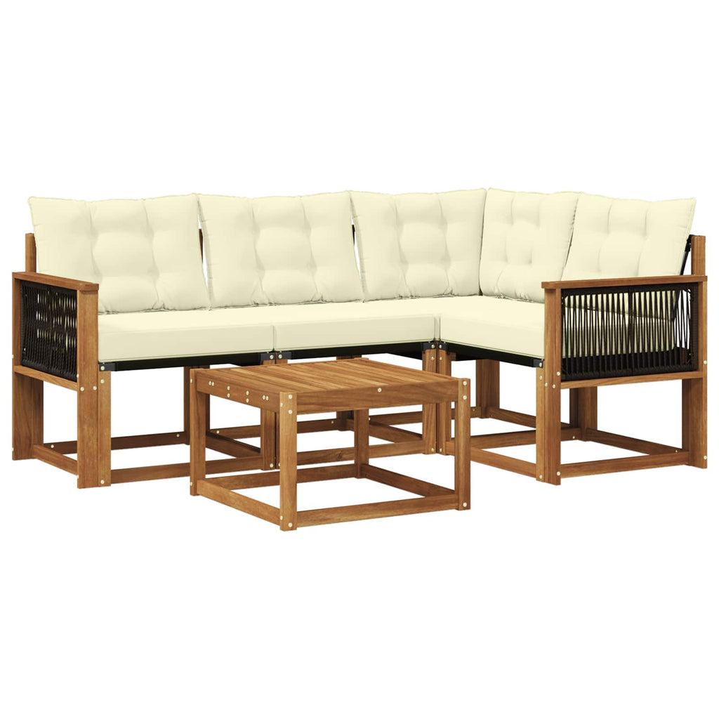 Outdoor-Sofagarnitur mit Kissen 5 pcs Natur und Creme