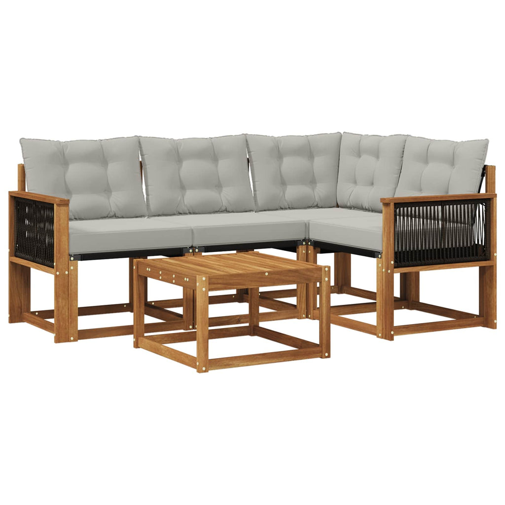 Outdoor-Sofagarnitur mit Kissen 5 pcs Natürlich und Hellgrau
