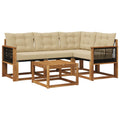 Outdoor-Sofagarnitur mit Kissen 5 pcs Natur und Beige