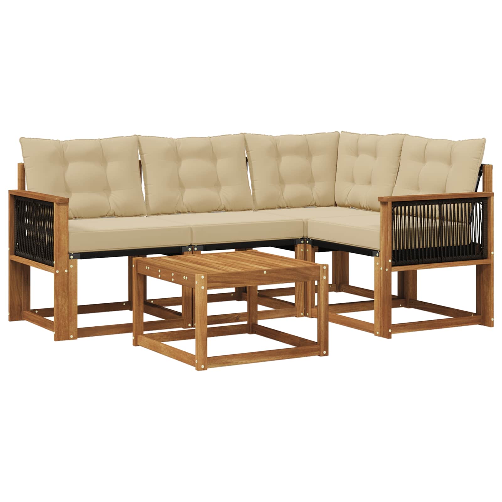 Outdoor-Sofagarnitur mit Kissen 5 pcs Natur und Beige