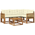 Outdoor-Sofagarnitur mit Kissen 5 pcs Natur und Creme