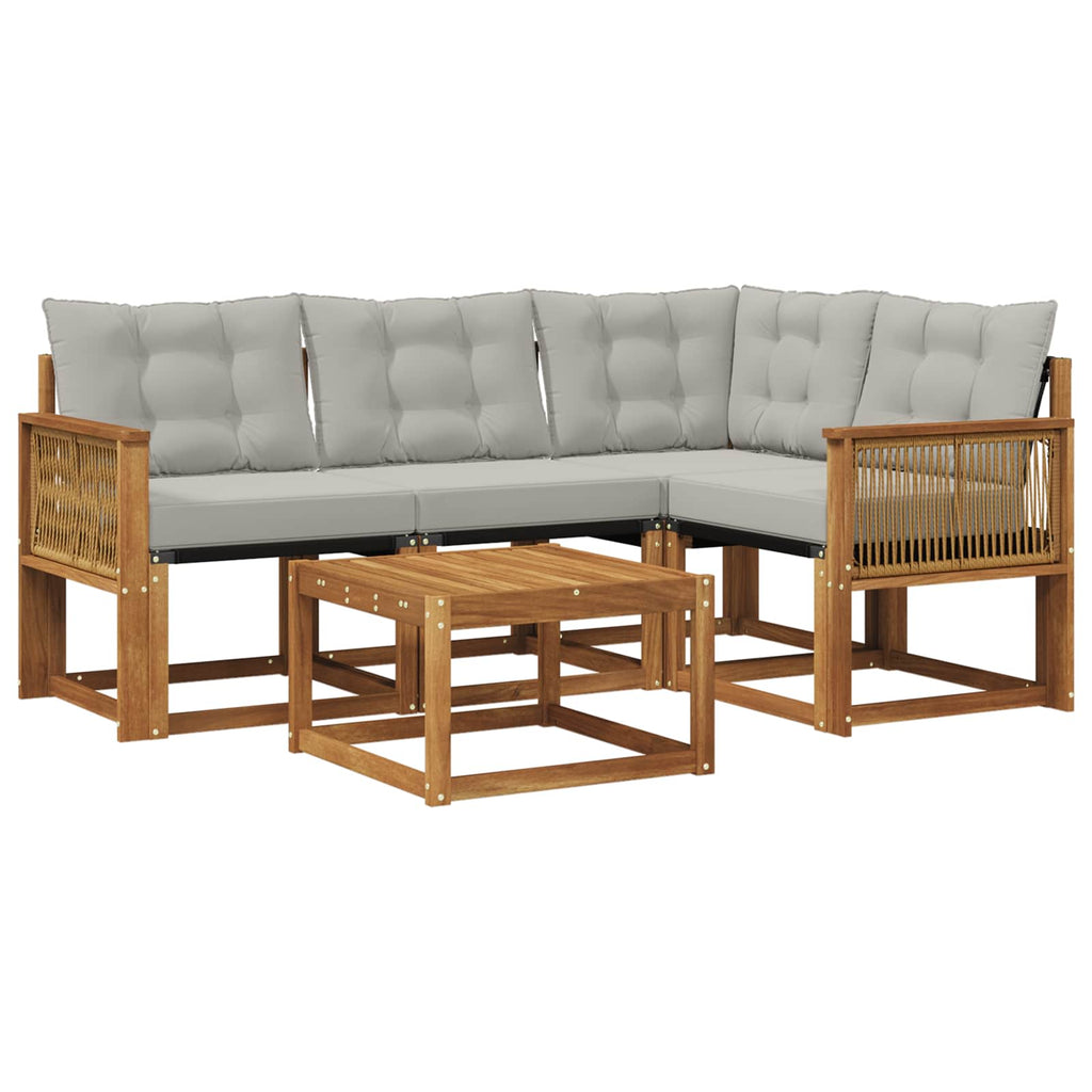 Outdoor-Sofagarnitur mit Kissen 5 pcs Natürlich und Hellgrau
