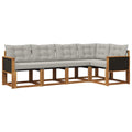 Outdoor-Sofagarnitur mit Kissen 5 pcs Natürlich und Hellgrau