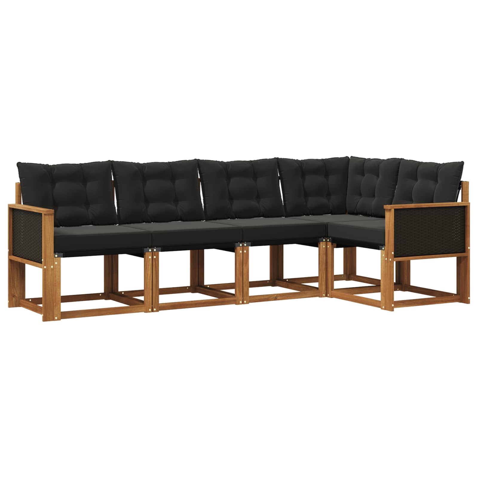 Outdoor-Sofagarnitur mit Kissen 5 pcs Natürlich und Schwarz