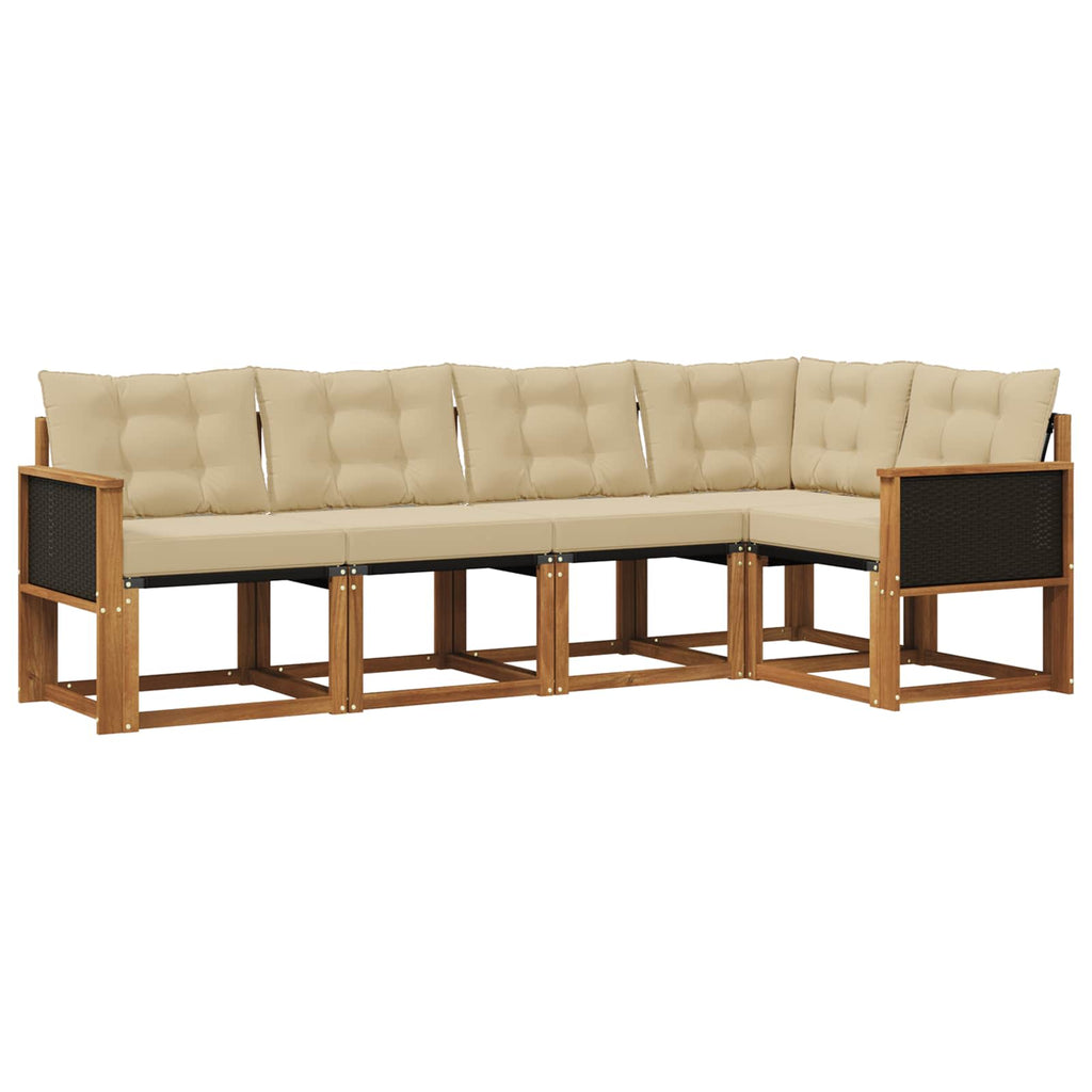Outdoor-Sofagarnitur mit Kissen 5 pcs Natur und Beige