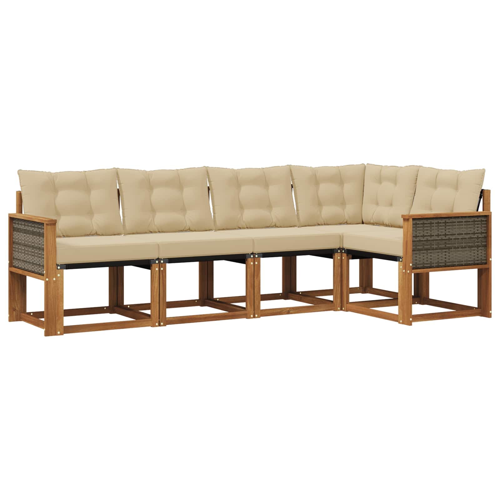 Outdoor-Sofagarnitur mit Kissen 5 pcs Natur und Beige