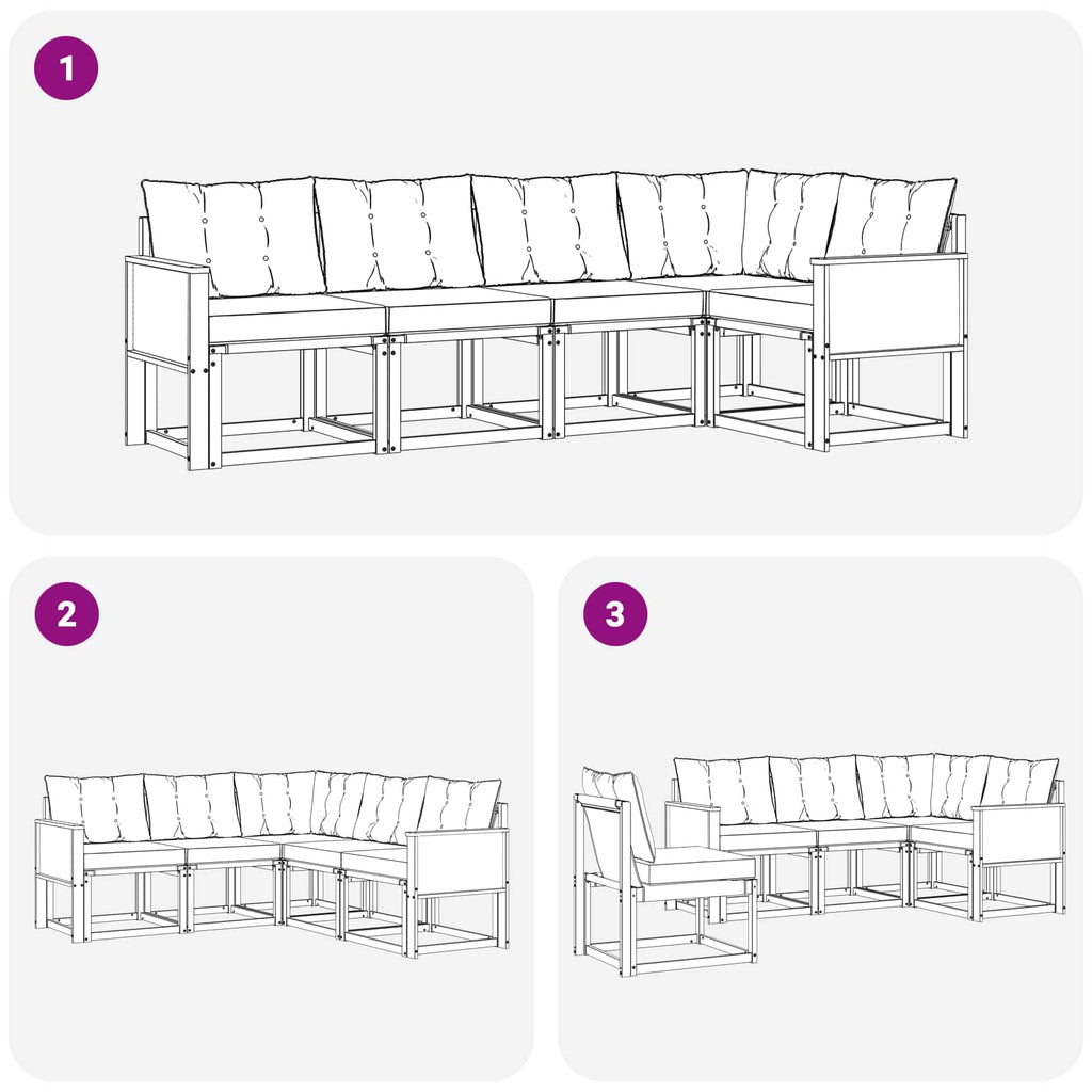 Outdoor-Sofagarnitur mit Kissen 5 pcs Natur und Beige