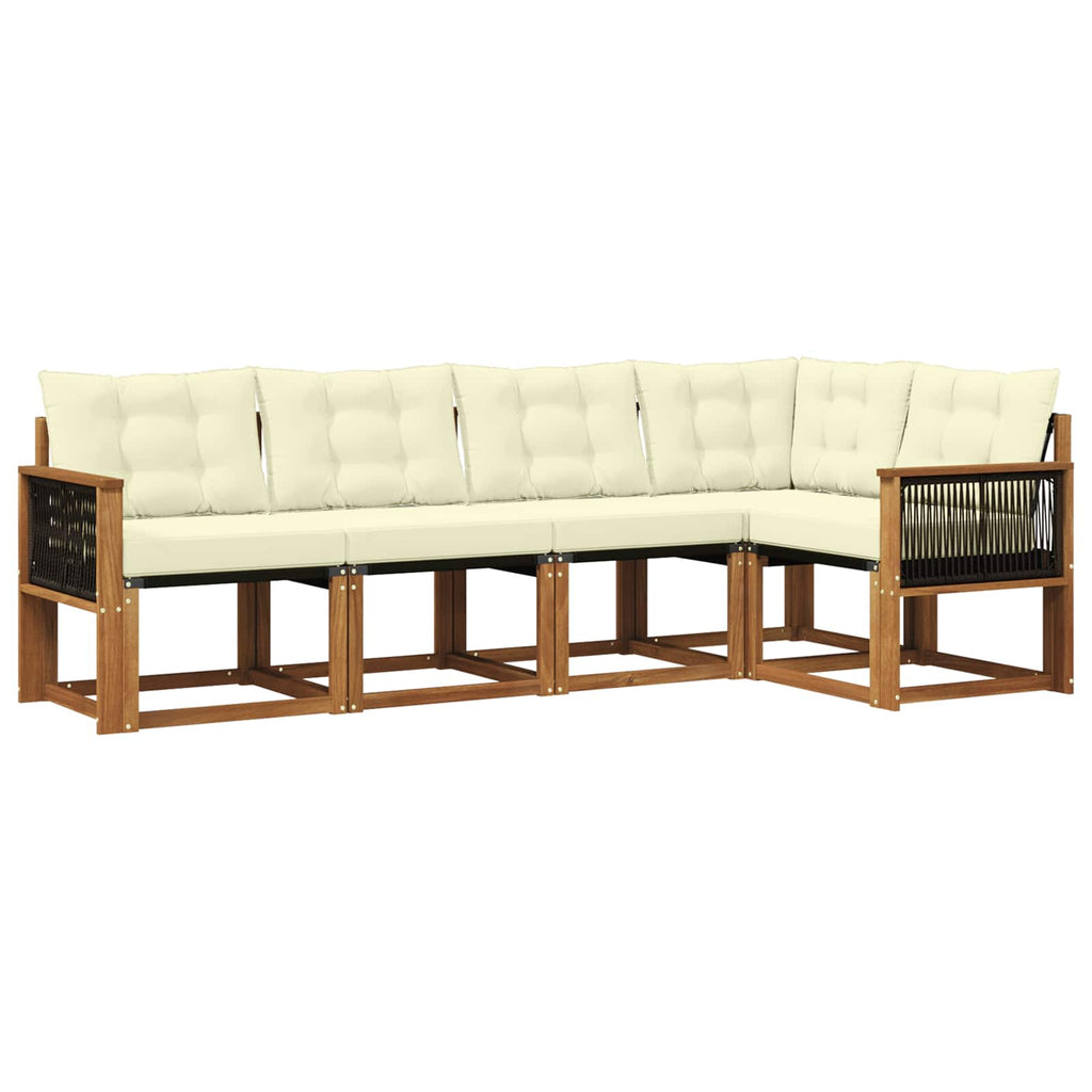 Outdoor-Sofagarnitur mit Kissen 5 pcs Natur und Creme
