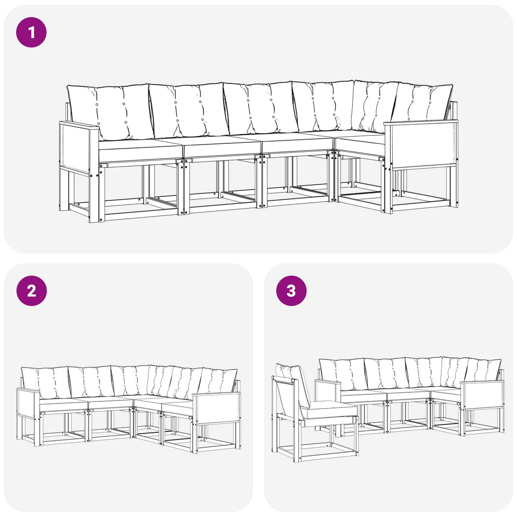 Outdoor-Sofagarnitur mit Kissen 5 pcs Natur und Beige
