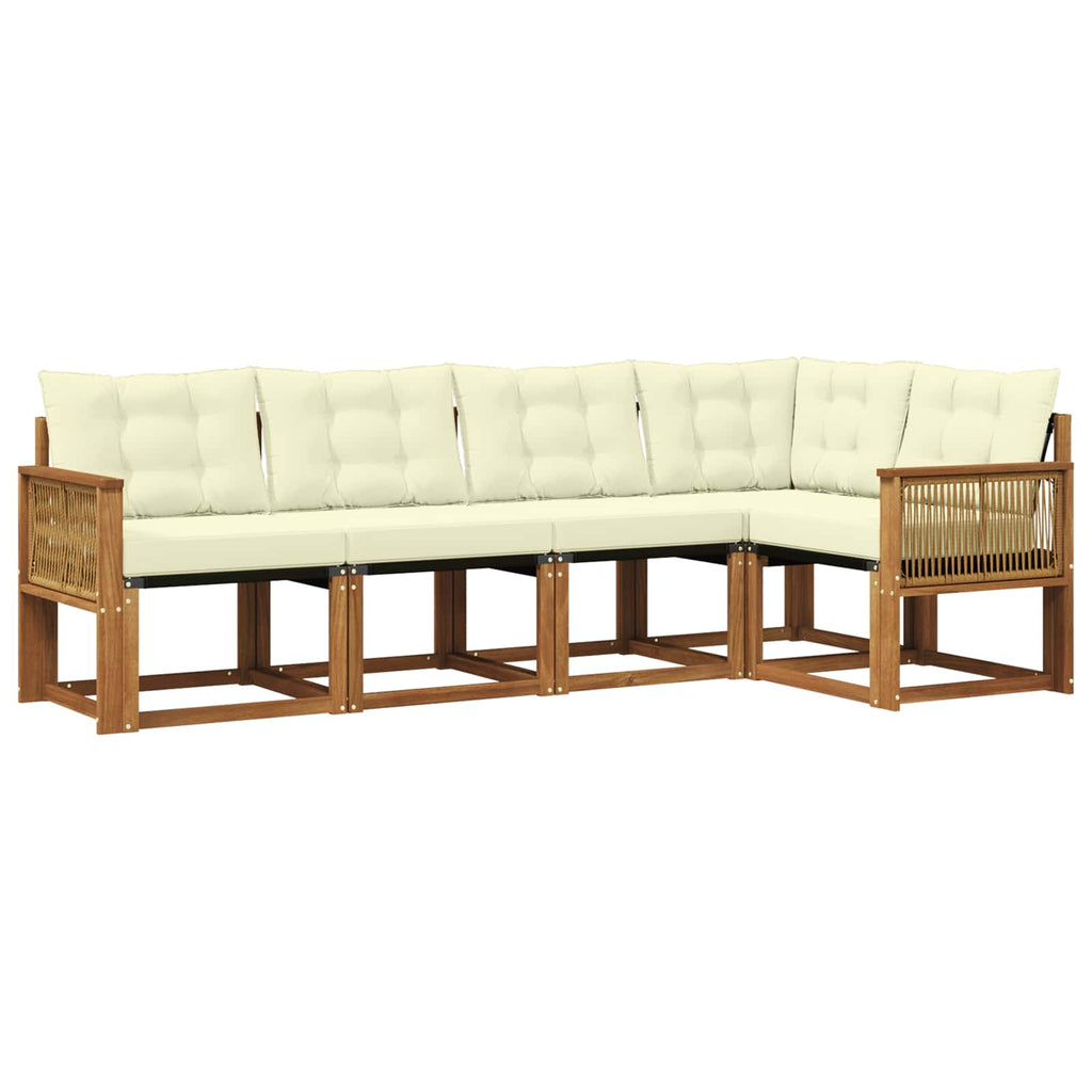 Outdoor-Sofagarnitur mit Kissen 5 pcs Natur und Creme