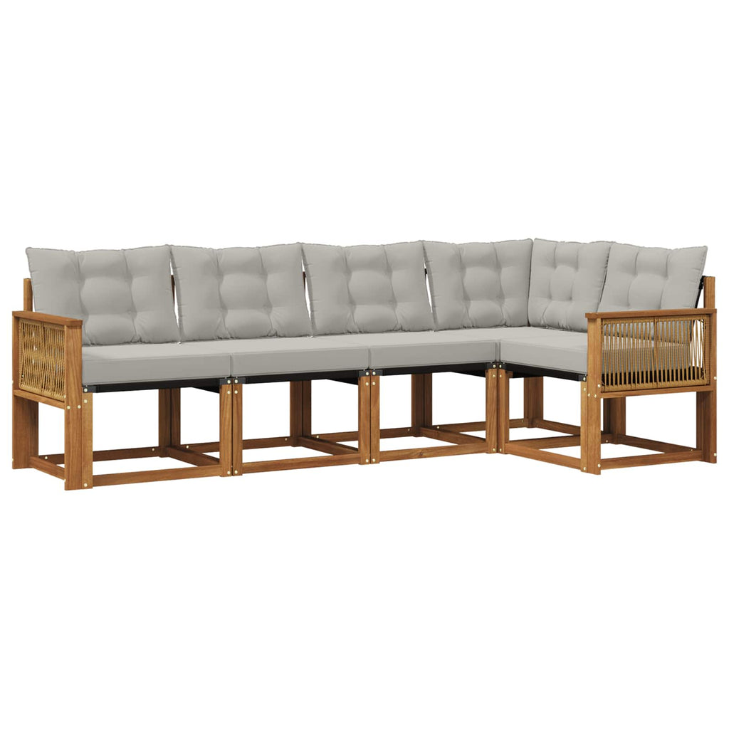 Outdoor-Sofagarnitur mit Kissen 5 pcs Natürlich und Hellgrau